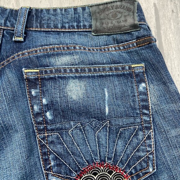 Lucky Brand Sweet N Low Patchwork Distressed Flare Bootcut Jeans Size 10/30 - Picture 5 of 12